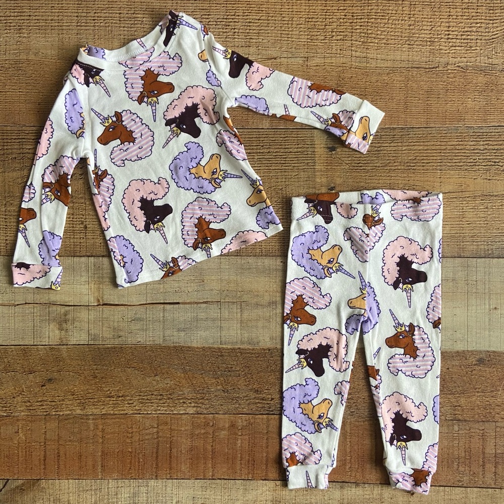 Afro Unicorn Pajama Set 12M